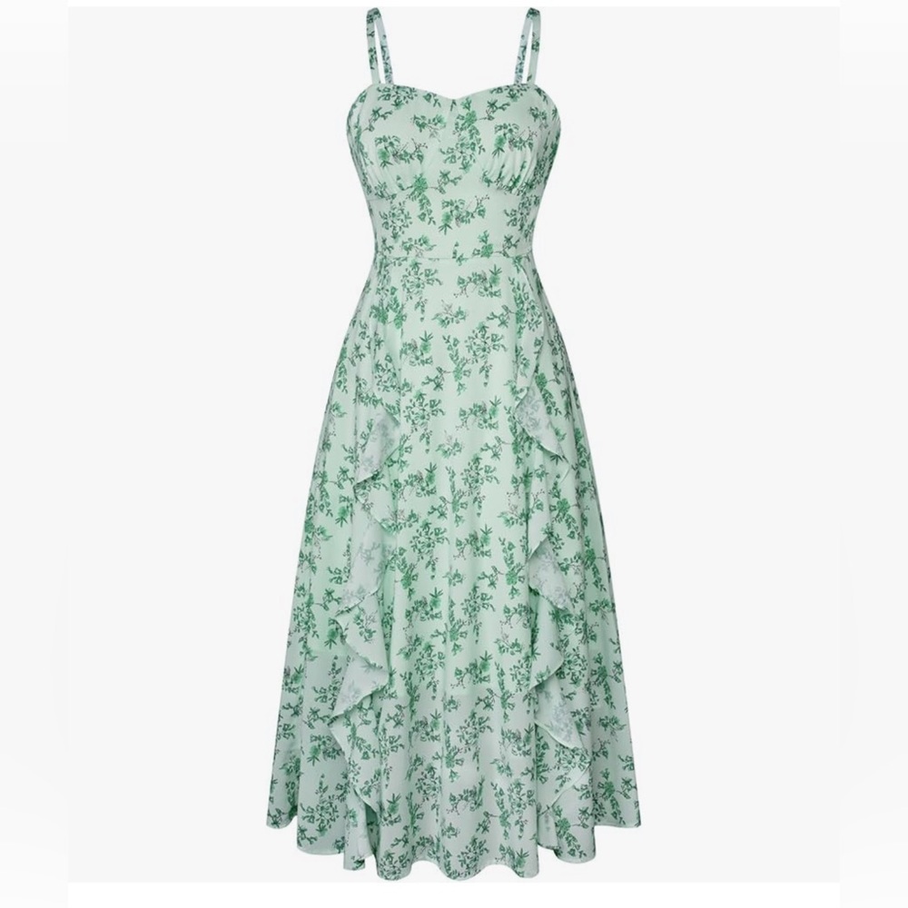 NWT Green Floral WEDDING GUEST Dress-S